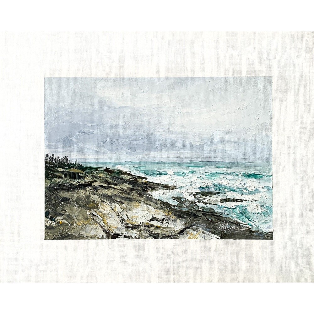 8x10 Maine Original Oil Seascape Painting Acadia Rocky Ocean Coastal Art Signed